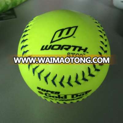 12inch official size and weight synthetic leather cover with cork core training softball balls